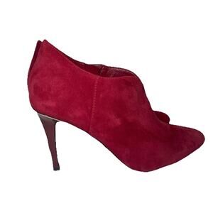 WHBM White House Black Market Mila Heeled High Heel Ankle Booties 6.5 Dark Red